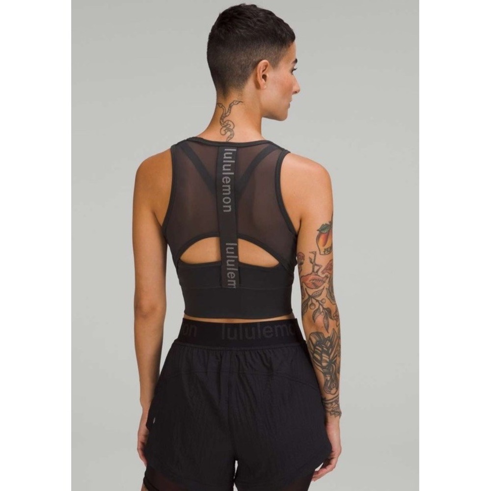 Lululemon Womens Mesh-Back Training Cropped Tank Top Size 2 Graphite Gray